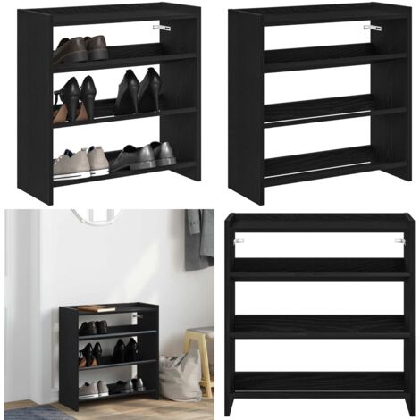 Mueble zapatero madera contrachapada negro 60x25x62 cm - Muebles de almacenamiento - Muebles para pasillos