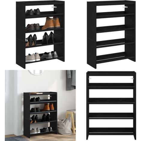 Mueble zapatero madera contrachapada negro 60x25x81 cm - Muebles de almacenamiento - Muebles de entrada