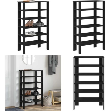 Mueble zapatero madera contrachapada negro 61x32x105 cm - Muebles de almacenamiento - Organizador de zapatos