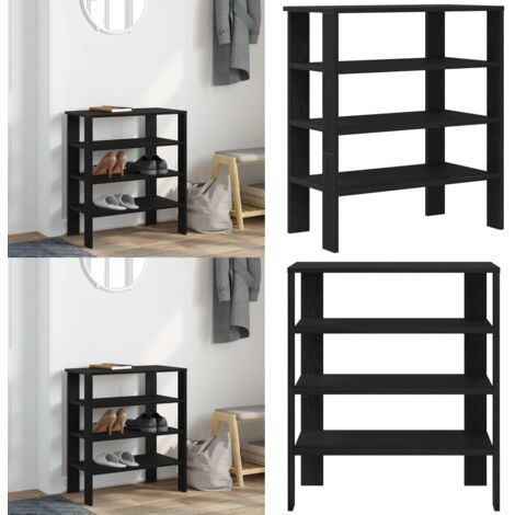 Mueble zapatero madera contrachapada negro 61x32x70 cm - Muebles de almacenamiento - Estantes decorativos