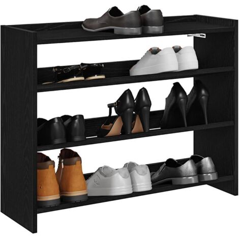 Mueble zapatero madera contrachapada negro 80x25x62 cm
