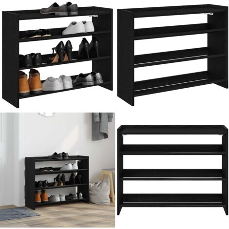 Mueble zapatero madera contrachapada negro 80x25x62 cm - Muebles de almacenamiento - Estantes decorativos
