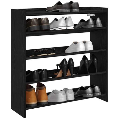Mueble zapatero madera contrachapada negro 80x25x81 cm