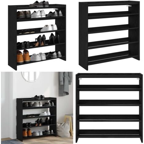 Mueble zapatero madera contrachapada negro 80x25x81 cm - Muebles de almacenamiento - Muebles de entrada