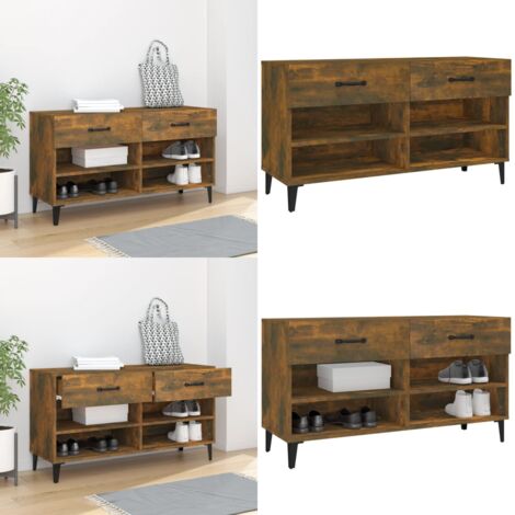 Mueble zapatero madera contrachapada roble ahumado 102x35x55 cm - Armario para zapatos - Muebles de madera