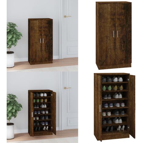 Mueble zapatero madera contrachapada roble ahumado 55x35x108 cm - Mueble de madera - Armario de zapatos