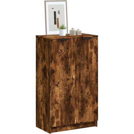 Mueble zapatero madera contrachapada roble ahumado 59x35x100 cm