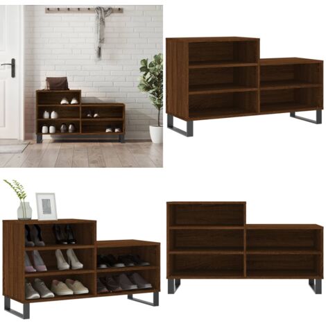 Mueble zapatero madera contrachapada roble marrón 102x36x60 cm - Madera contrachapada - Armario zapatero