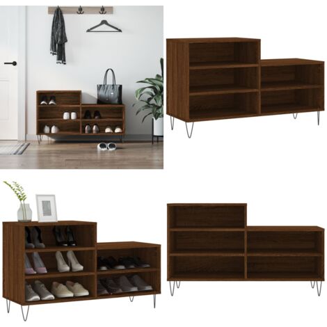Mueble zapatero madera contrachapada roble marrón 102x36x60 cm - Madera contrachapada - Armario zapatero