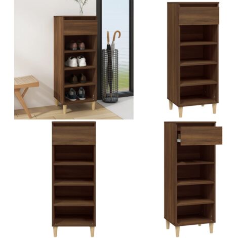 Mueble zapatero madera contrachapada roble marrón 40x36x105 cm - Madera contrachapada - Almacenamiento de zapatos