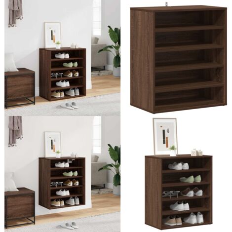 Mueble zapatero madera contrachapada roble marrón 60x35x70 cm - Madera contrachapada - Almacenamiento de zapatos