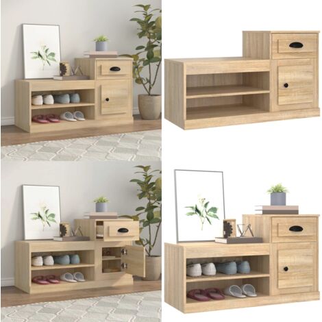 Mueble zapatero madera contrachapada roble Sonoma 100x42x60 cm - Mueble de madera - Mueble de almacenamiento