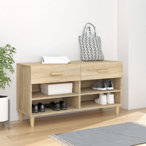 Mueble zapatero madera contrachapada roble Sonoma 102x35x55 cm vidaXL