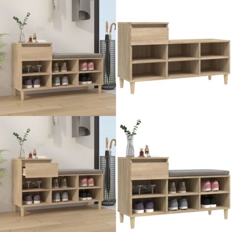 Mueble zapatero madera contrachapada roble Sonoma 102x36x60 cm - Armario de zapatos - Mueble de madera