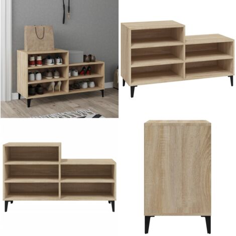 Mueble zapatero madera contrachapada roble Sonoma 102x36x60 cm - Armario de zapatos - Mueble de madera contrachapada