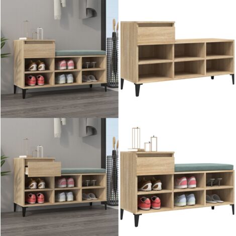 Mueble zapatero madera contrachapada roble Sonoma 102x36x60 cm - Mueble de almacenamiento - Madera contrachapada