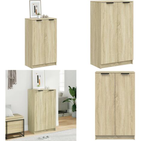 Mueble zapatero madera contrachapada roble Sonoma 59x35x100,5 cm - Muebles de madera - Almacenamiento de zapatos