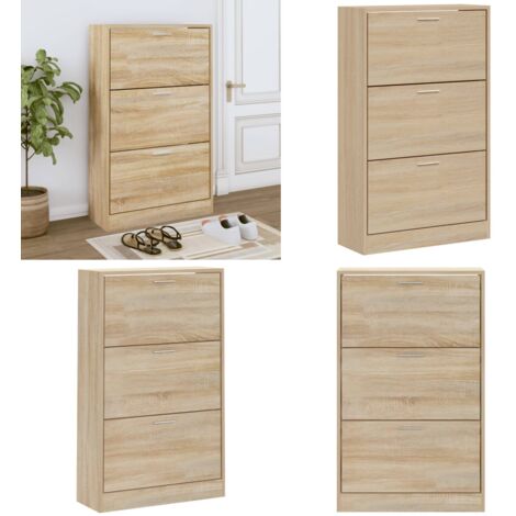 Mueble zapatero madera contrachapada roble Sonoma 63x24x103 cm - Armario para zapatos - Estantería para zapatos
