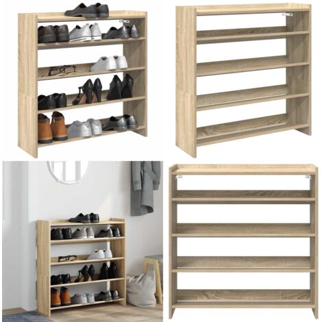 Mueble zapatero madera contrachapada roble sonoma 80x25x81 cm - Muebles de almacenamiento - Muebles de entrada