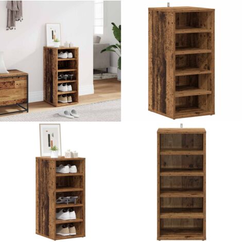 Mueble zapatero madera de ingeniería envejecida 32x35x70 cm - Muebles de almacenamiento - Estantes para zapatos