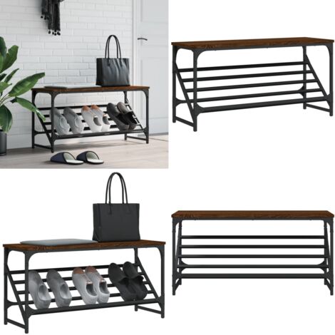 Mueble zapatero madera de ingeniería marrón roble 90x30x45 cm - Muebles de entrada - Almacenamiento de zapatos