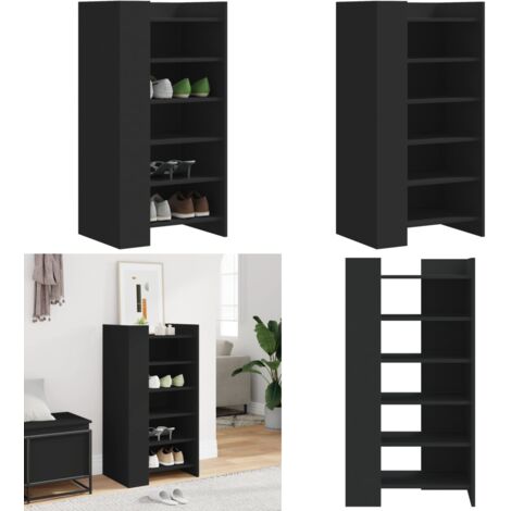 Mueble zapatero madera de ingeniería negro 52x37,5x100 cm - Muebles de madera - Armario de zapatos negro