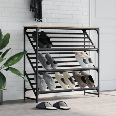 Mueble zapatero madera de ingeniería roble 90x30x85 cm