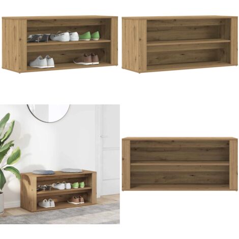 Mueble zapatero madera de ingeniería roble artisan 100x35x45 cm - Banco para zapatos - Muebles de madera