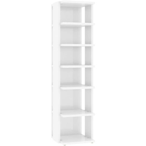 Mueble zapatero madera ingeniería blanco brillo 27,5x27x102 cm vidaXL