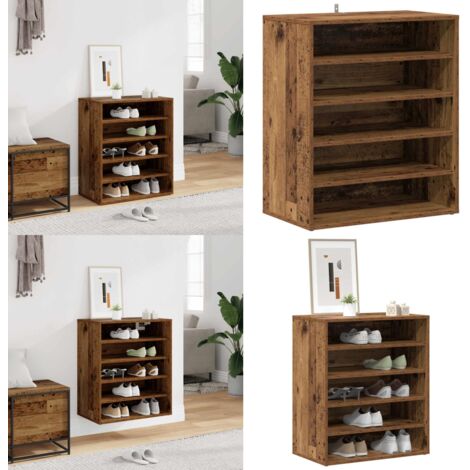 Mueble zapatero madera ingeniería madera envejecida 60x35x70 cm - Muebles de madera - Estantes para zapatos