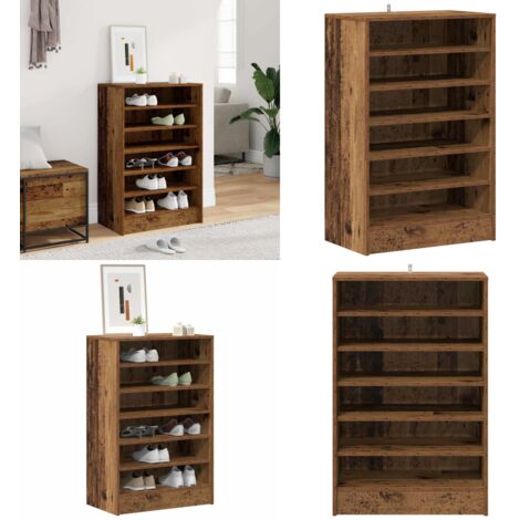 Mueble zapatero madera ingeniería madera envejecida 60x35x92 cm - Muebles de madera - Almacenamiento de zapatos