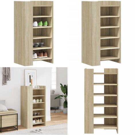 Mueble zapatero madera ingeniería roble Sonoma 52x37,5x100 cm - Muebles de madera - Armario de zapatos de madera