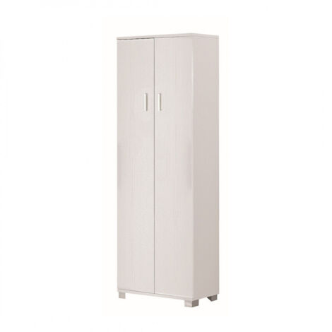 Mueble zapatero multiusos con dos puertas y cinco baldas Blanco Ceniza 62x34x h178 cm