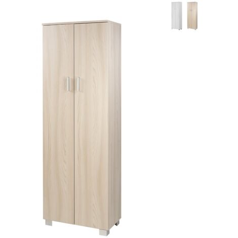 Mueble zapatero multiusos con dos puertas y cinco baldas Olmo claro 62x34x h178 cm