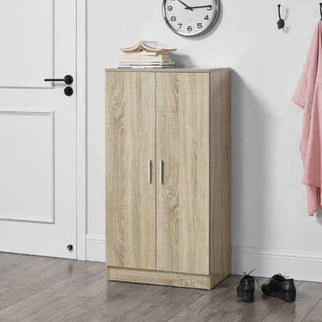 Mueble zapatero Notribontaa con estantes y puertas 108x55x35cm Roble [en.casa]