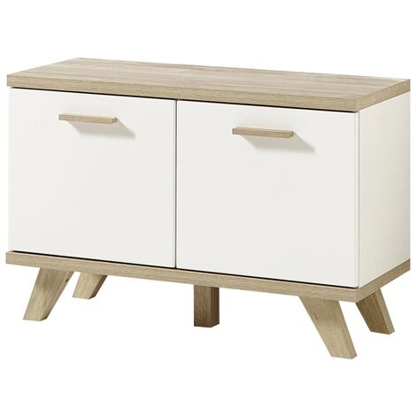 Mueble zapatero Oslo color roble Sonoma y blanco 76x35x51,5cm Germania - Marrón