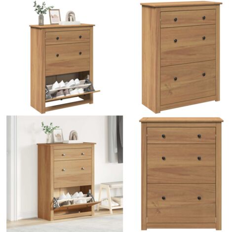 Mueble zapatero Panama madera maciza de pino 80x35x105 cm - Mueble de pino - Almacenamiento de zapatos