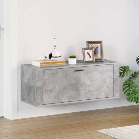 Mueble zapatero pared contrachapada gris hormigón 100x35x38 cm