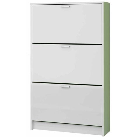 Mueble Zapatero Pili con 3 trampones en blanco. 70 cm(ancho) 120 cm(altura) 25 cm(fondo)