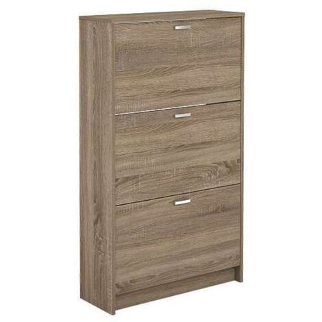 Mueble Zapatero Pili con 3 trampones en roble cortez. 70 cm(ancho) 120 cm(altura) 25 cm(fondo)