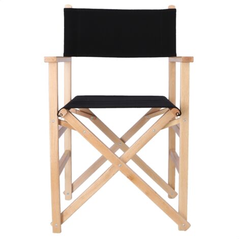 MUEBLEAR Sillón director SUNSET de madera de haya con lona desenfundable, con barniz, 51x46x86 cm - Negra