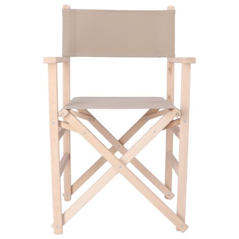 MUEBLEAR Sillón director SUNSET de madera de haya con lona desenfundable, sin barniz, 51x46x86 cm - Beige