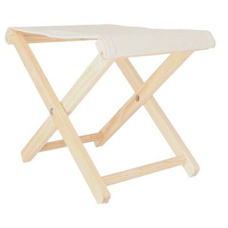 MUEBLEAR Taburete director plegable de madera haya con lona, 46x50x46 cm - Beige