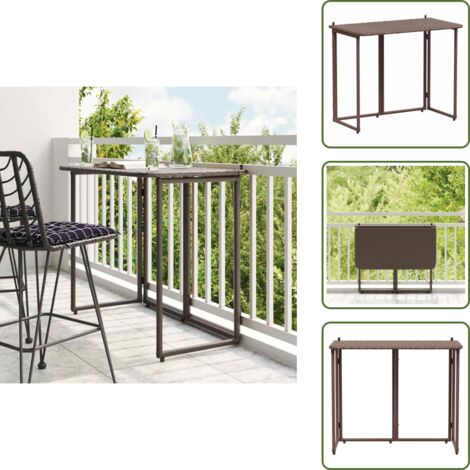 Muebles al aire libre - vidaXL Mesa de jardín plegable marrón 90x51x75 cm ratán sintético - Mesa de jardín rectangular