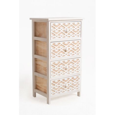 Muebles Auxiliares - Mueble Auxiliar Cloak Blanco Ancho 4 Cajones