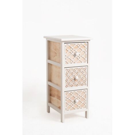 Muebles Auxiliares - Mueble Auxiliar Egle Blanco Estrecho 3 Cajones