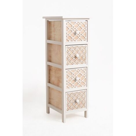 Muebles Auxiliares - Mueble Auxiliar Egle Blanco Estrecho 4 Cajones