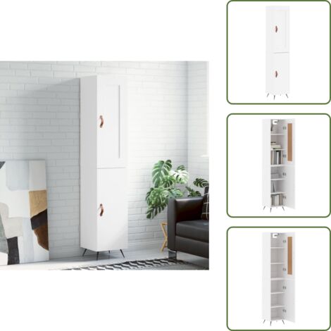 Muebles blancos - vidaXL Aparador alto madera contrachapada blanco 34,5x34x180 cm - Muebles de madera de ingeniería