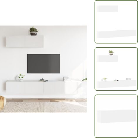 Muebles blancos - vidaXL Set de muebles de TV 3 piezas madera contrachapada blanco - Almacenamiento en TV