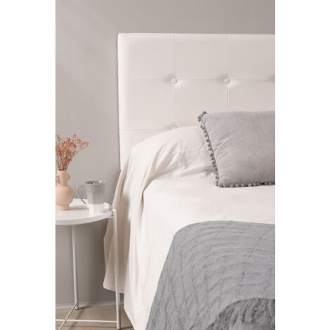 Muebles - Cabecero Buttons Polipiel para camas de 105 y 90 cm - Blanco